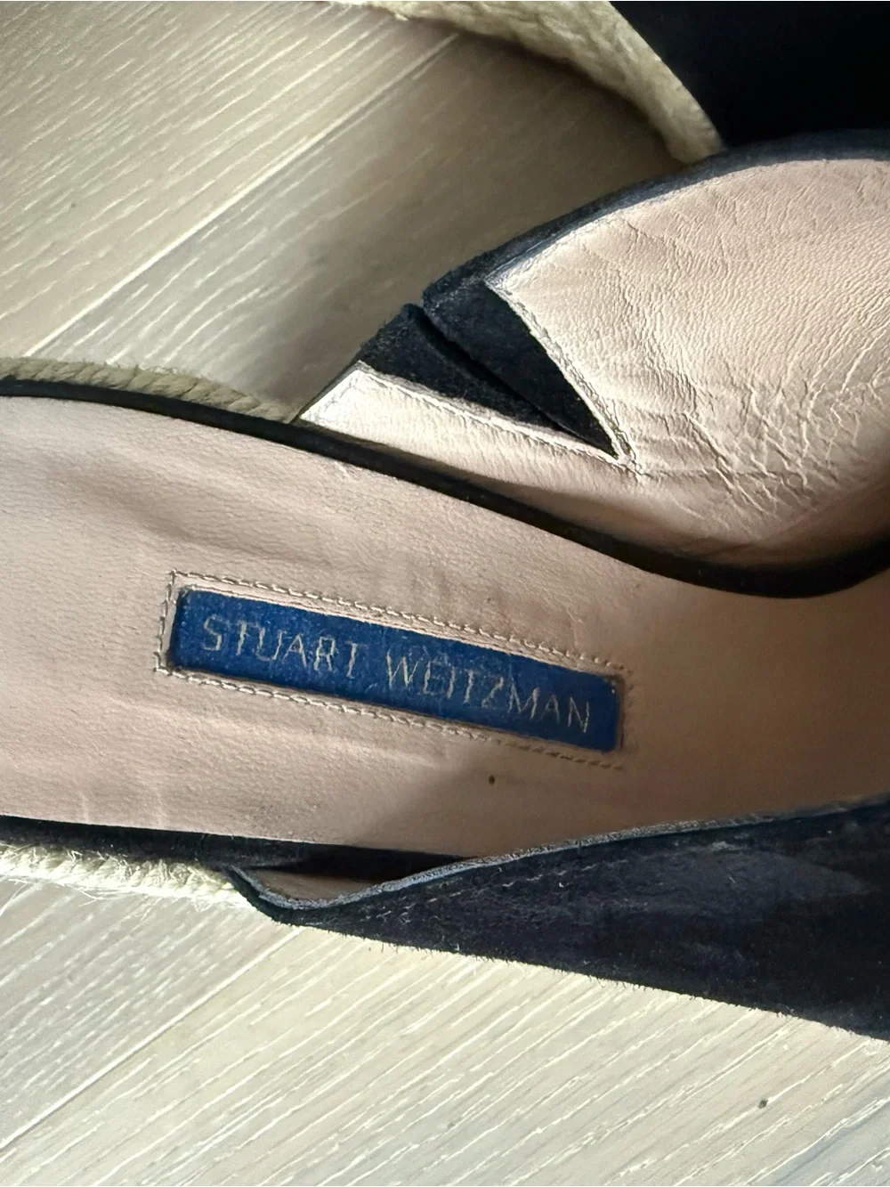 Stuart Weitzman Black Suede Espadrille Wedge Mules - Picture 4 of 6